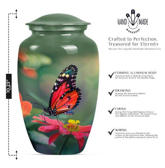 10-inch butterfly theme classic urn for adult female ashes.