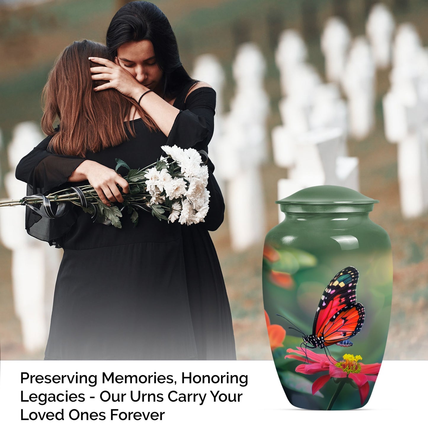 10-inch butterfly theme classic urn for adult female ashes.