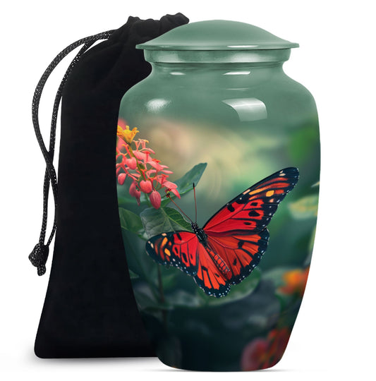 10-inch classic butterfly urn for male adult human cremation ashes, personalizable with engraved names