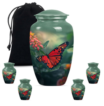 10-inch classic butterfly urn for male adult human cremation ashes, personalizable with engraved names