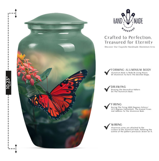 10-inch classic butterfly urn for male adult human cremation ashes, personalizable with engraved names