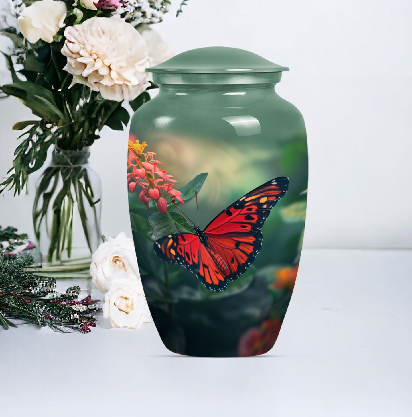 10-inch classic butterfly urn for male adult human cremation ashes, personalizable with engraved names
