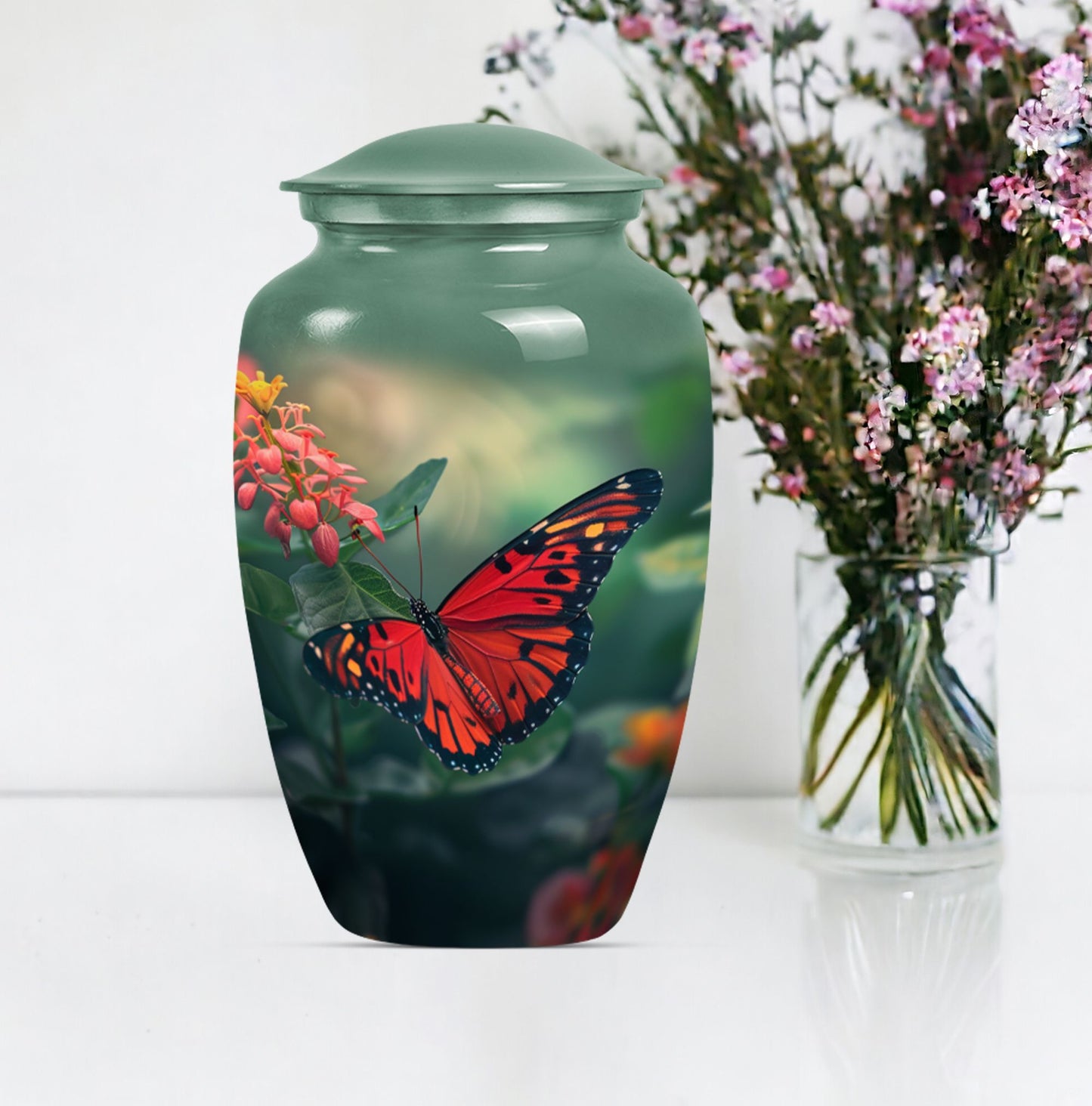 10-inch classic butterfly urn for male adult human cremation ashes, personalizable with engraved names