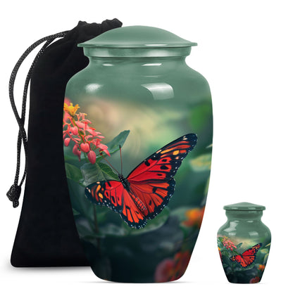 10-inch classic butterfly urn for male adult human cremation ashes, personalizable with engraved names