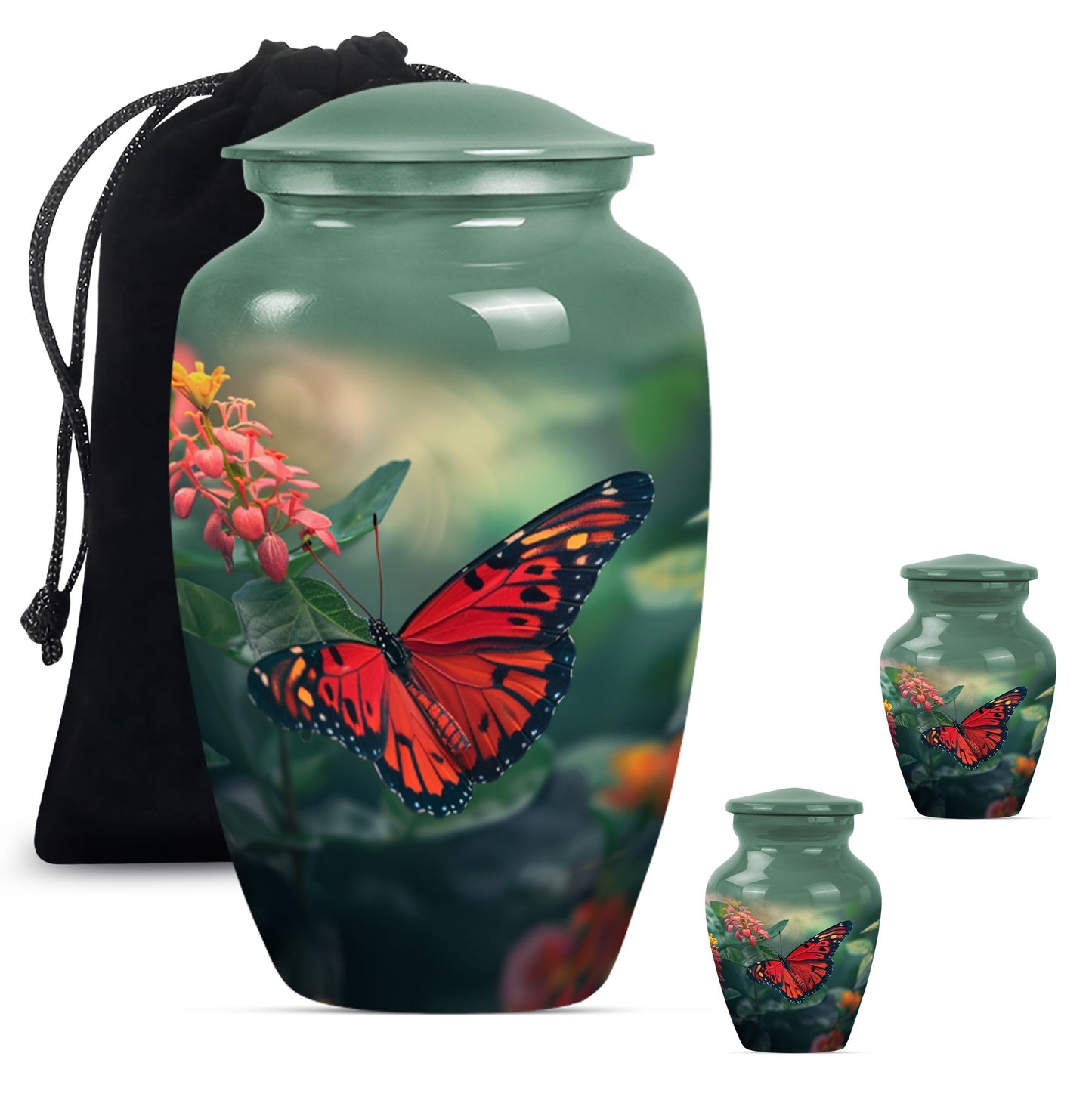 10-inch classic butterfly urn for male adult human cremation ashes, personalizable with engraved names