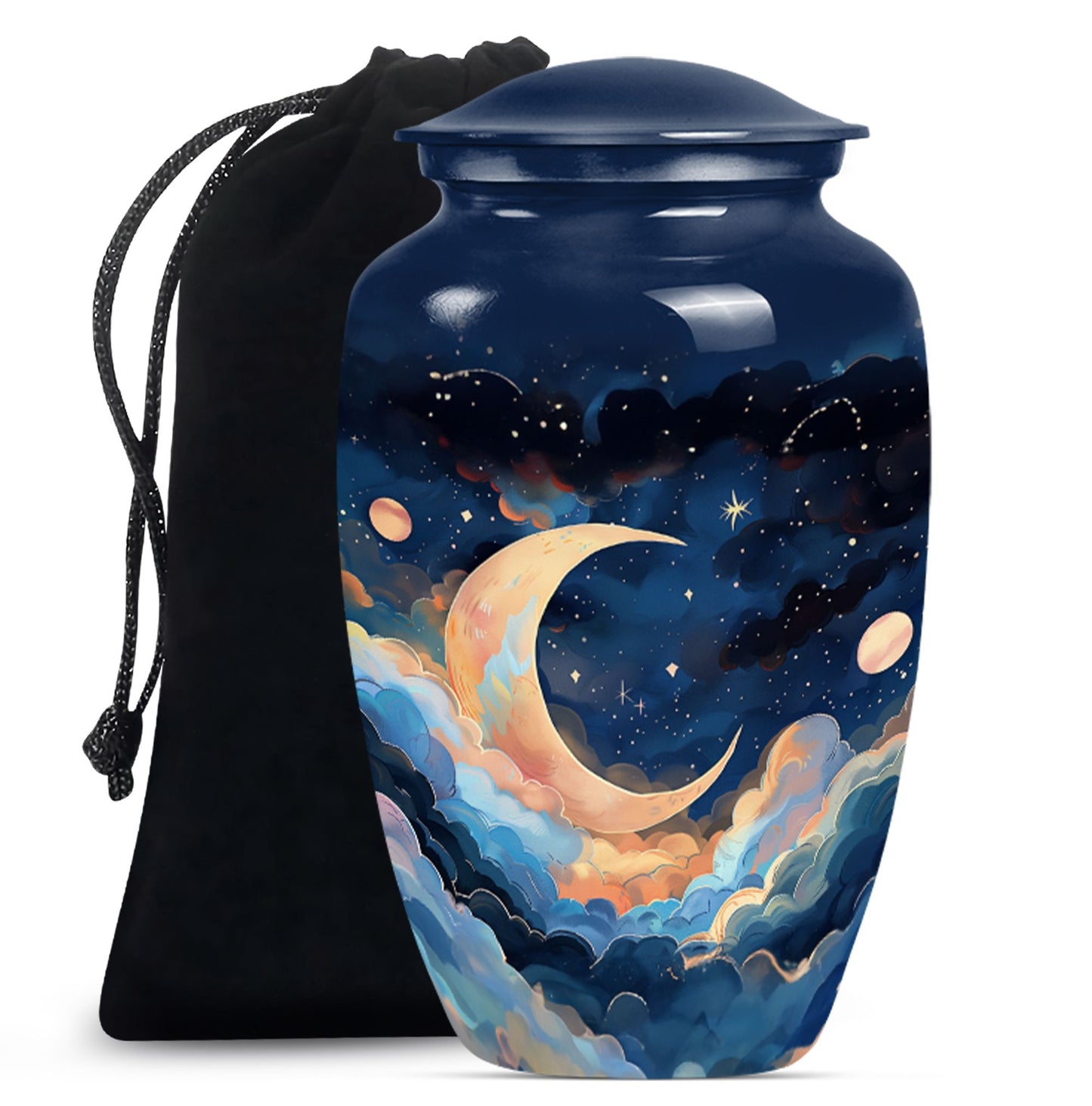 Classic 10-inch aluminium cremation urn with butterfly theme