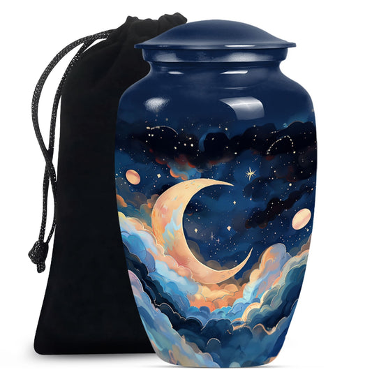 Classic 10-inch aluminium cremation urn with butterfly theme