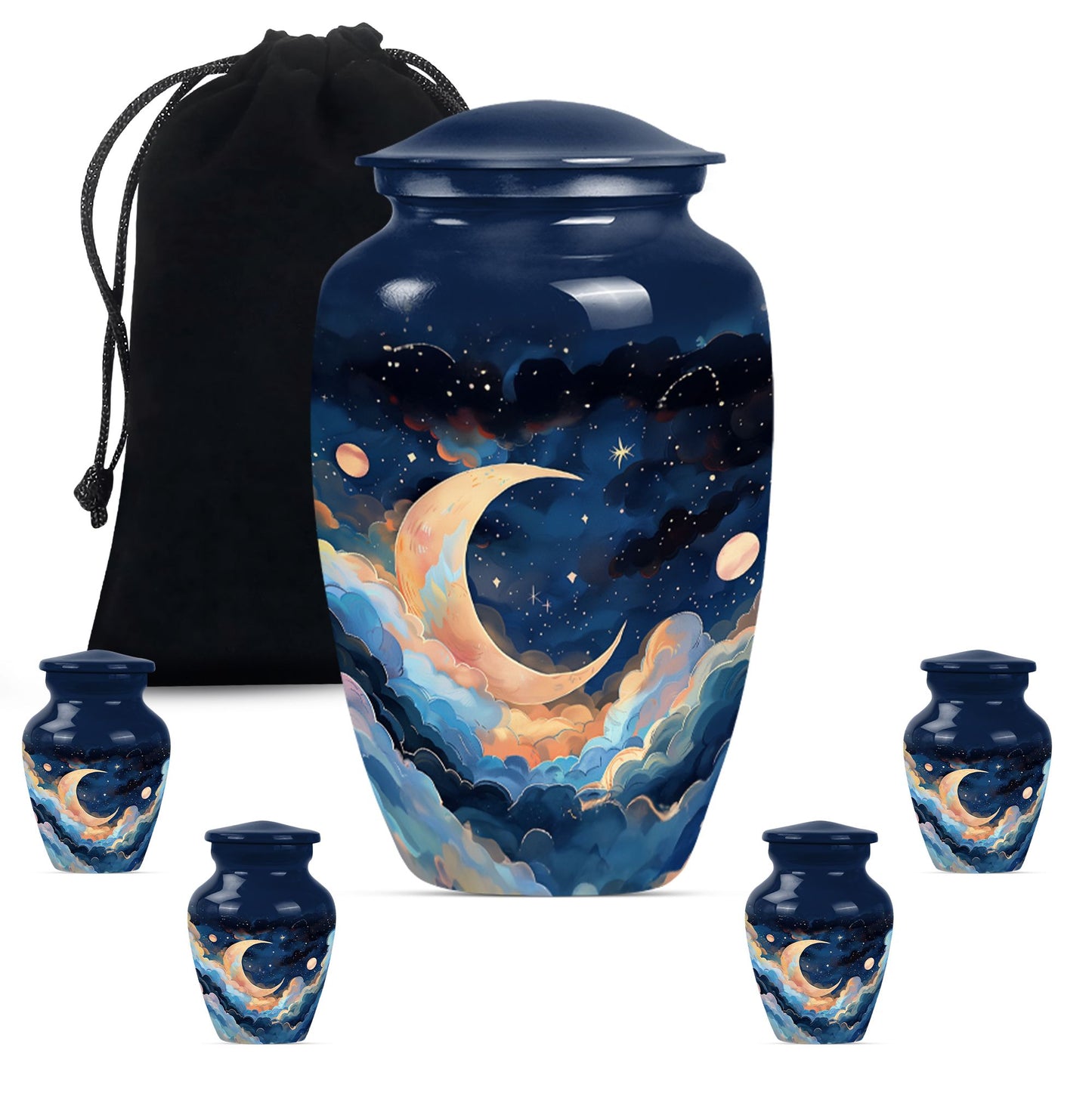 Classic 10-inch aluminium cremation urn with butterfly theme
