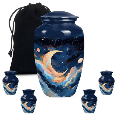 Classic 10-inch aluminium cremation urn with butterfly theme