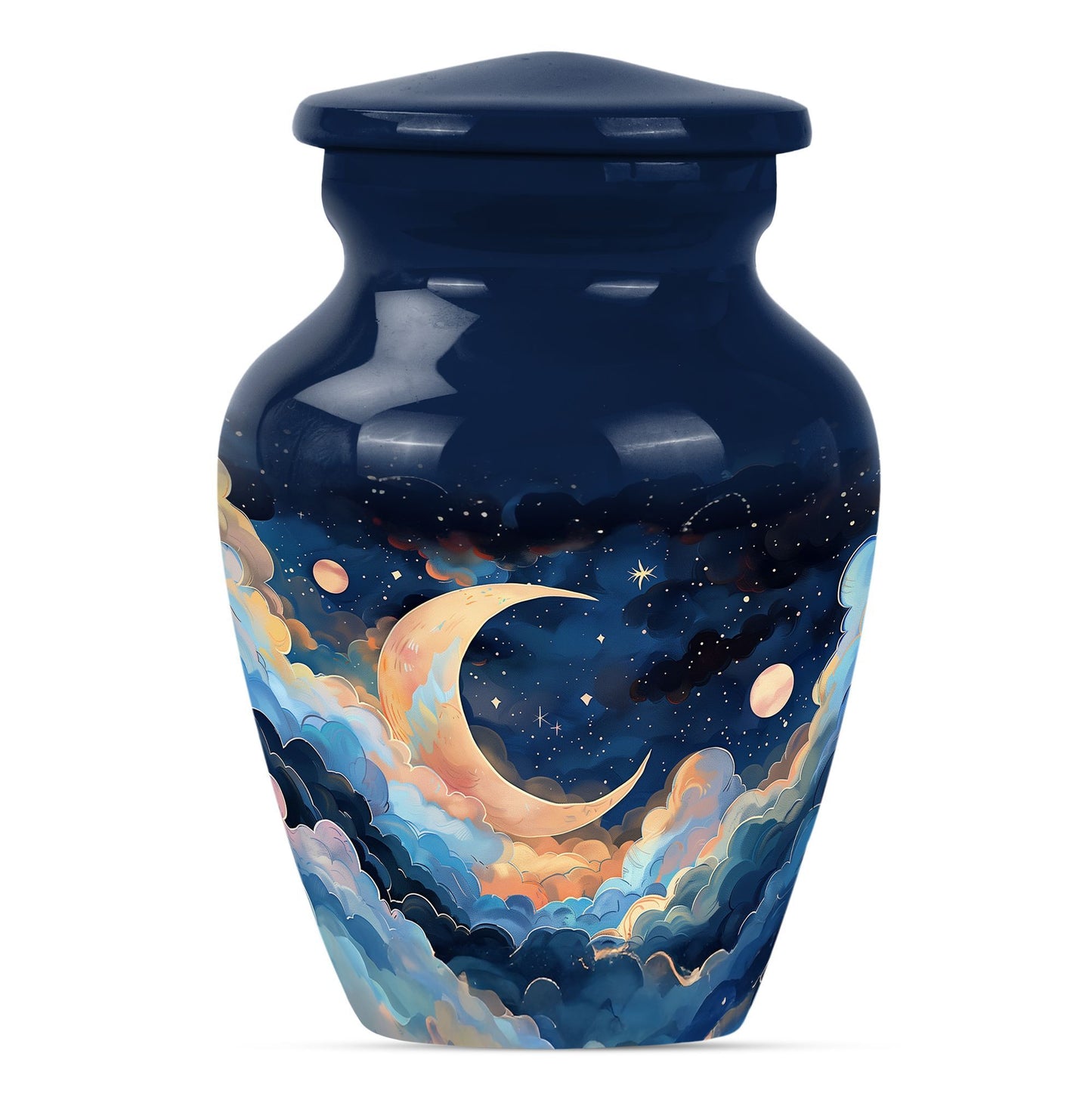 Classic 10-inch aluminium cremation urn with butterfly theme