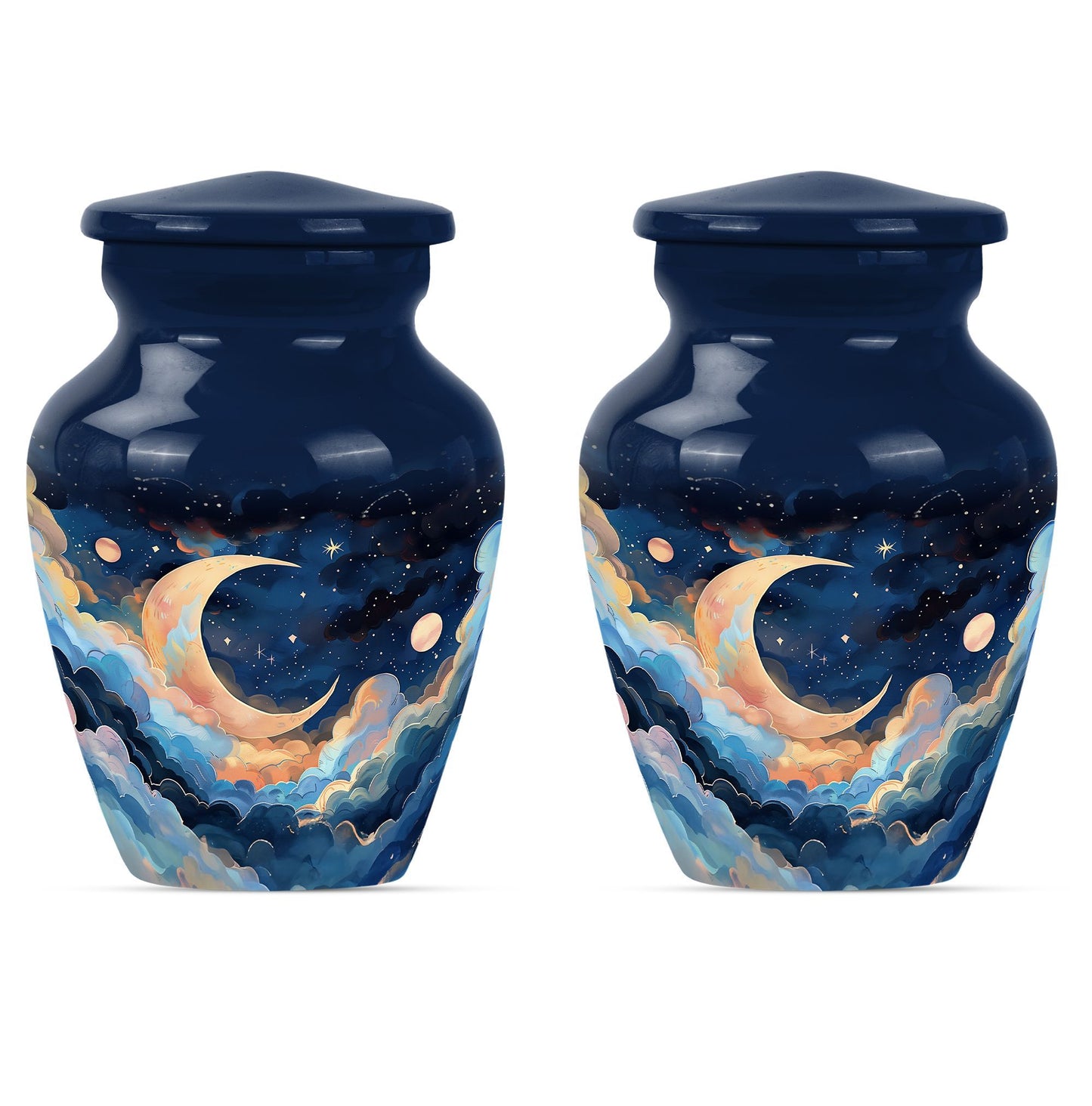 Classic 10-inch aluminium cremation urn with butterfly theme