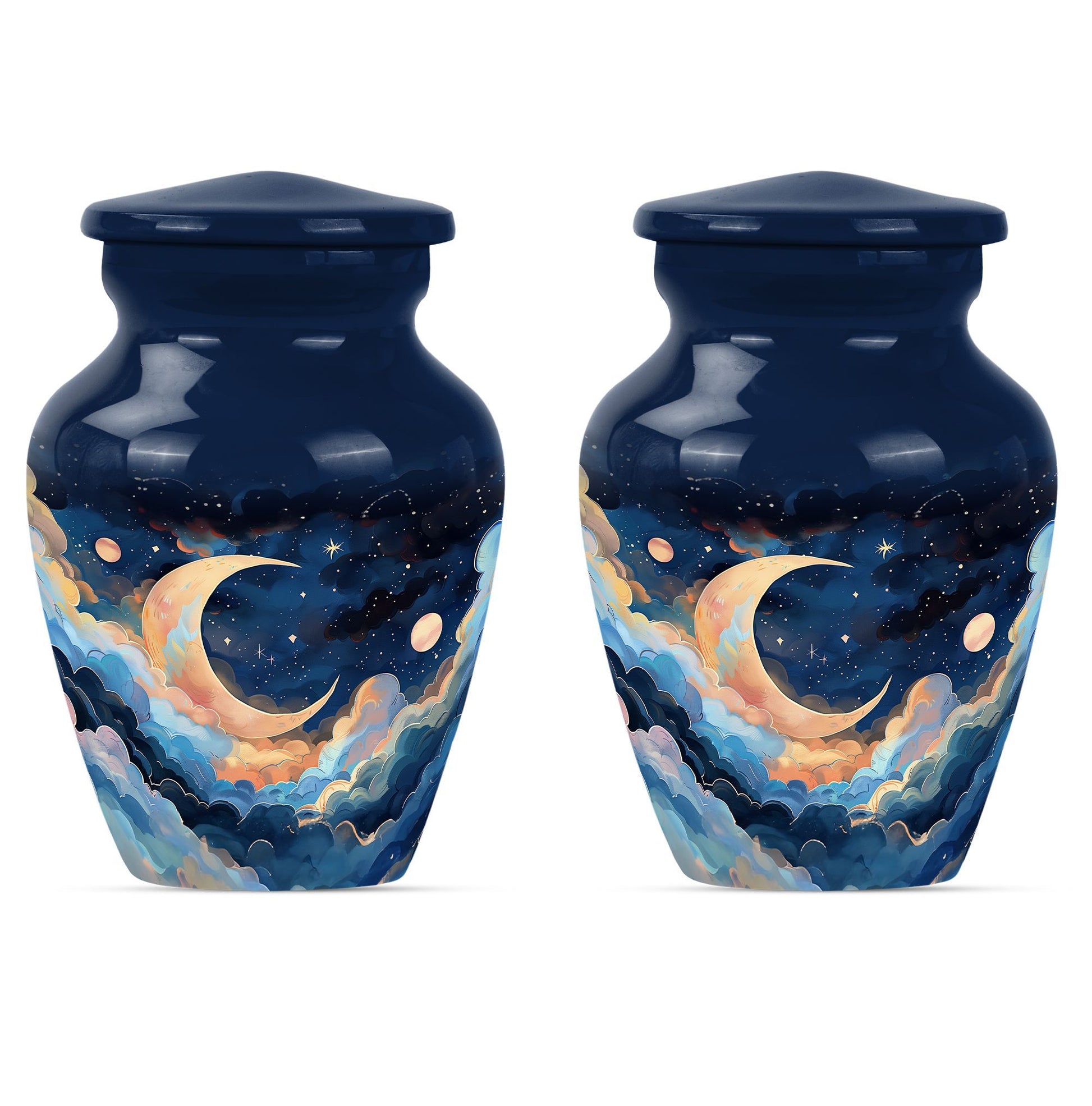 Classic 10-inch aluminium cremation urn with butterfly theme