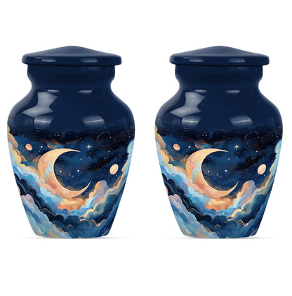 Classic 10-inch aluminium cremation urn with butterfly theme