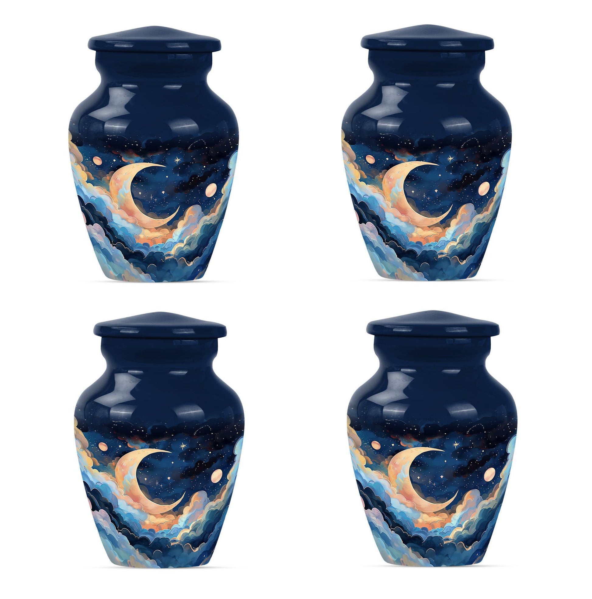 Classic 10-inch aluminium cremation urn with butterfly theme