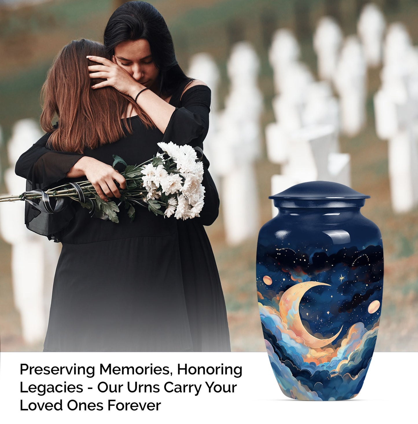 Classic 10-inch aluminium cremation urn with butterfly theme