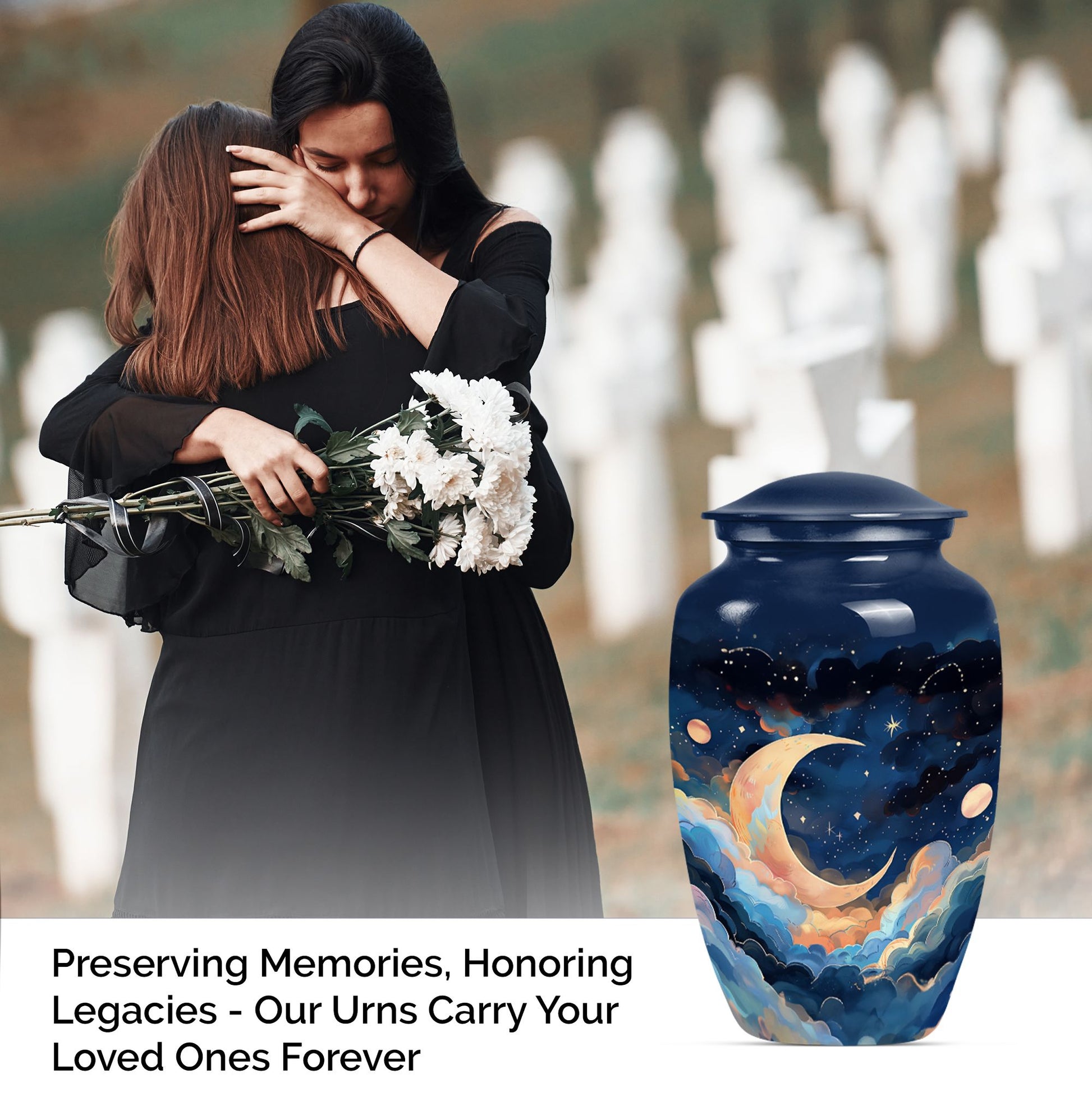 Classic 10-inch aluminium cremation urn with butterfly theme