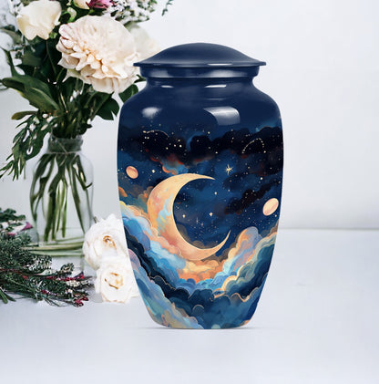 Classic 10-inch aluminium cremation urn with butterfly theme