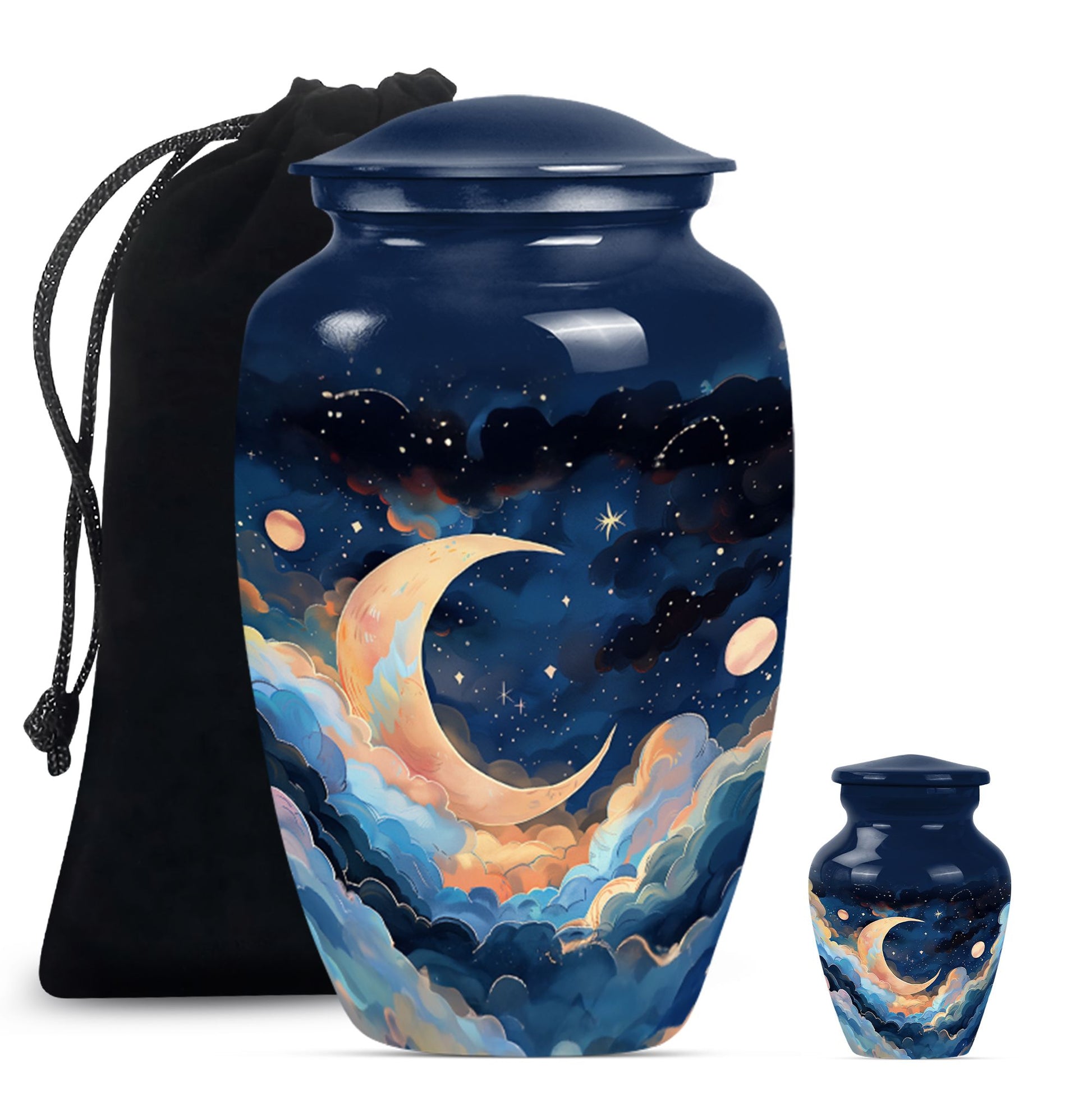 Classic 10-inch aluminium cremation urn with butterfly theme
