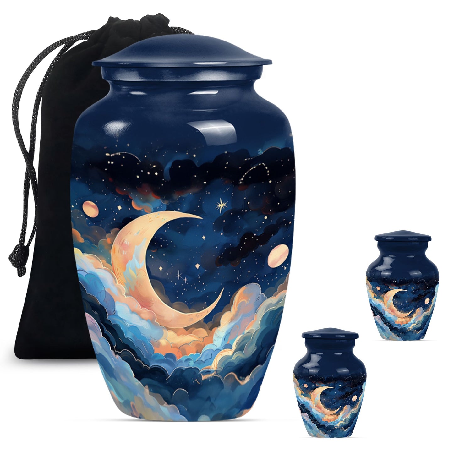 Classic 10-inch aluminium cremation urn with butterfly theme