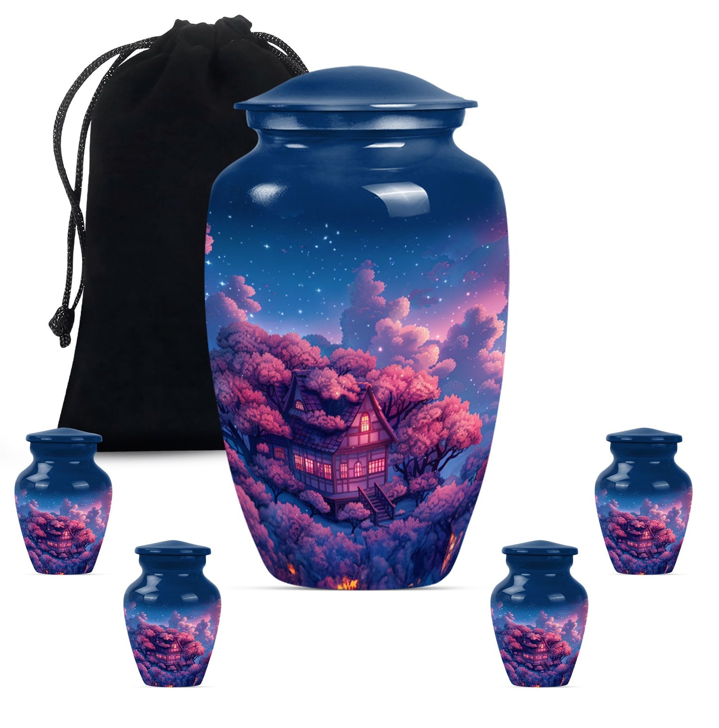 10-inch classic clouds urn, butterfly theme.