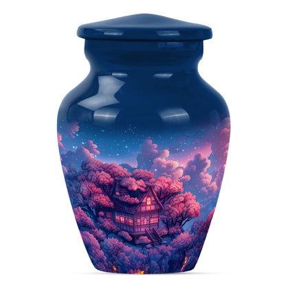 10-inch classic clouds urn, butterfly theme.