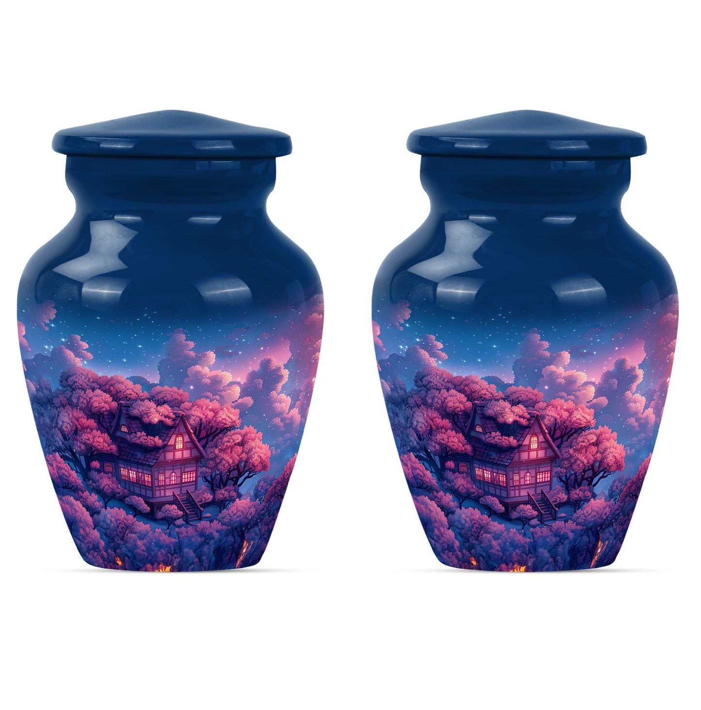10-inch classic clouds urn, butterfly theme.