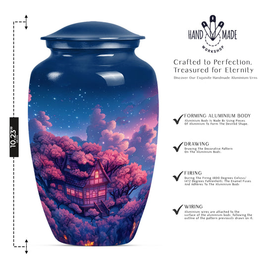 10-inch classic clouds urn, butterfly theme.