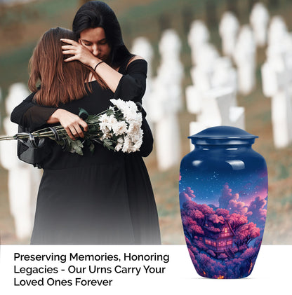 10-inch classic clouds urn, butterfly theme.