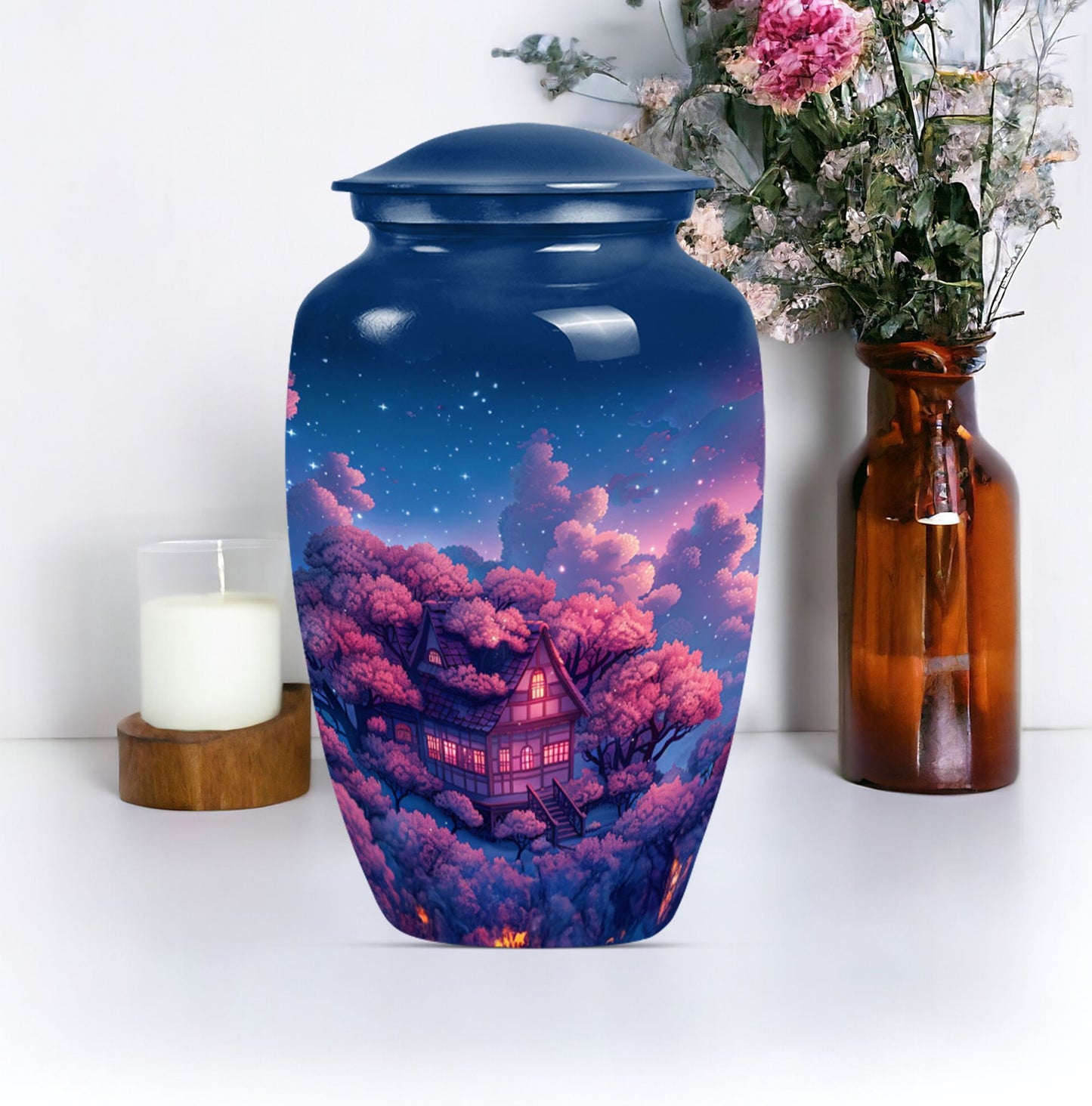 10-inch classic clouds urn, butterfly theme.