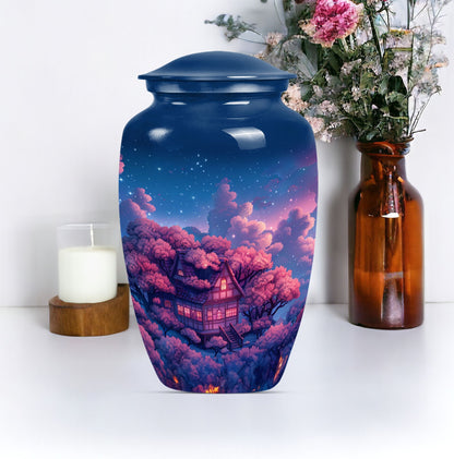 10-inch classic clouds urn, butterfly theme.