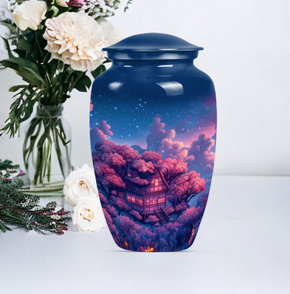 10-inch classic clouds urn, butterfly theme.