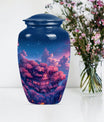 10-inch classic clouds urn, butterfly theme.