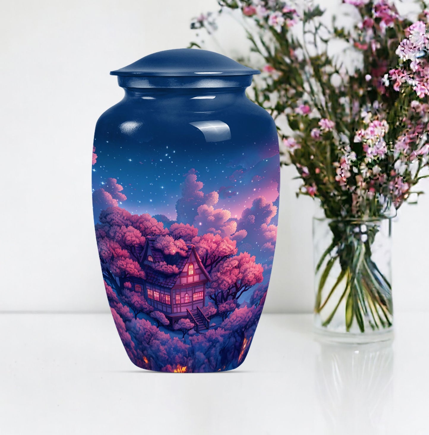 10-inch classic clouds urn, butterfly theme.