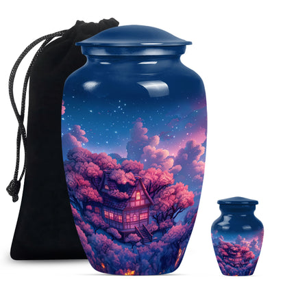 10-inch classic clouds urn, butterfly theme.