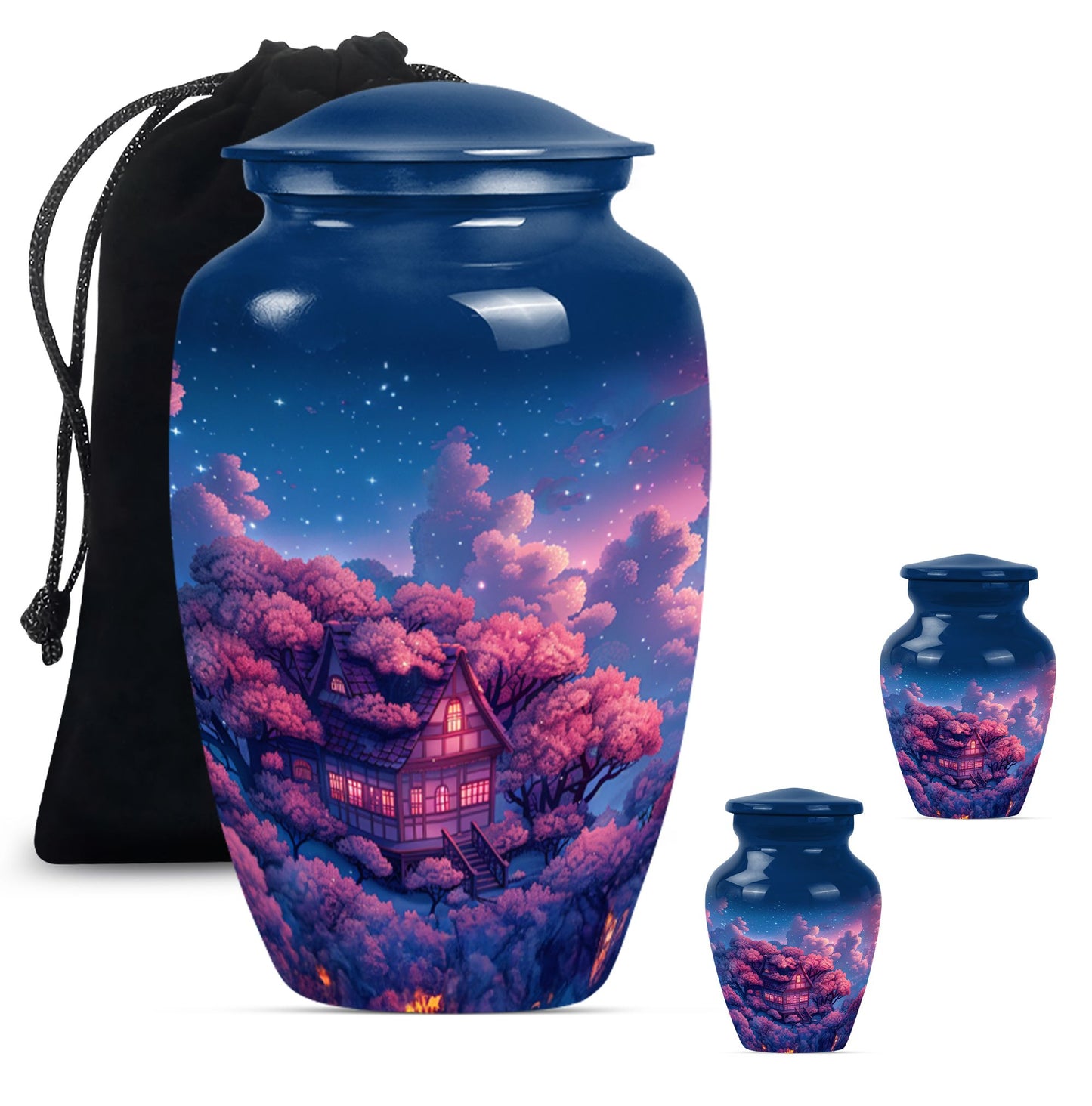 10-inch classic clouds urn, butterfly theme.