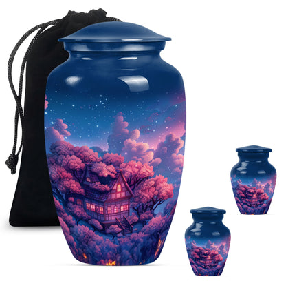 10-inch classic clouds urn, butterfly theme.