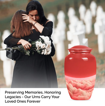 10-inch classic butterfly themed clouds urn for cremation.