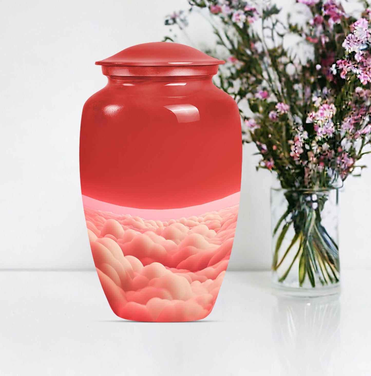 10-inch classic butterfly themed clouds urn for cremation.