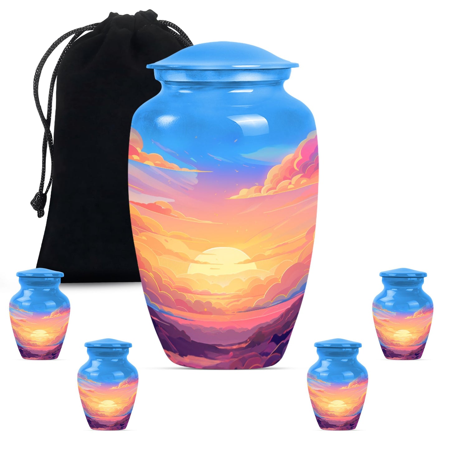 Classic butterfly-themed clouds urn for mom.