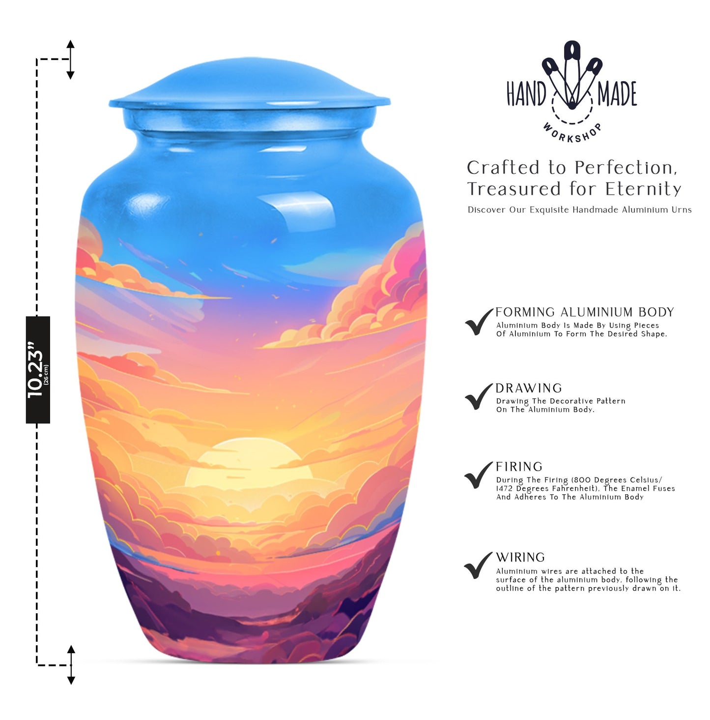 Classic butterfly-themed clouds urn for mom.