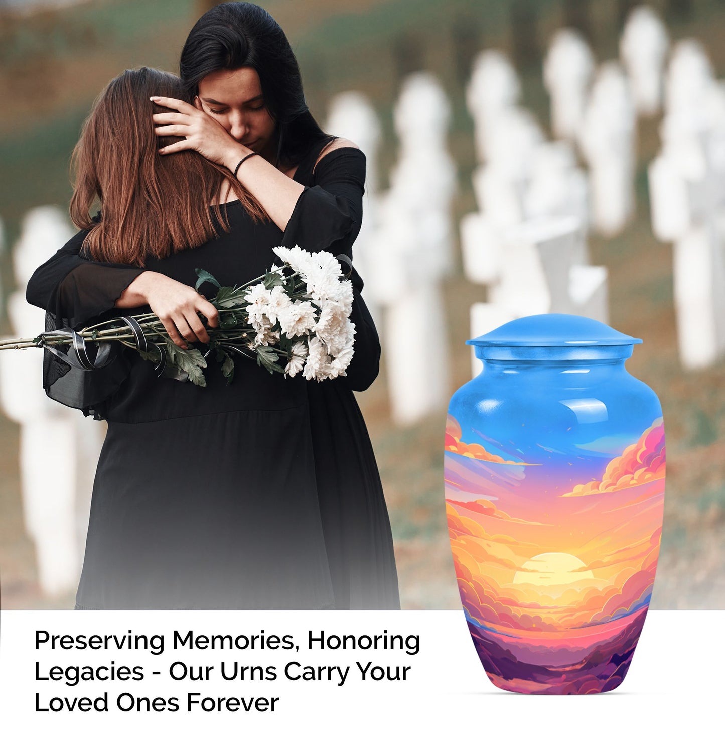 Classic butterfly-themed clouds urn for mom.