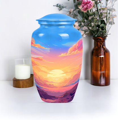 Classic butterfly-themed clouds urn for mom.