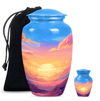 Classic butterfly-themed clouds urn for mom.