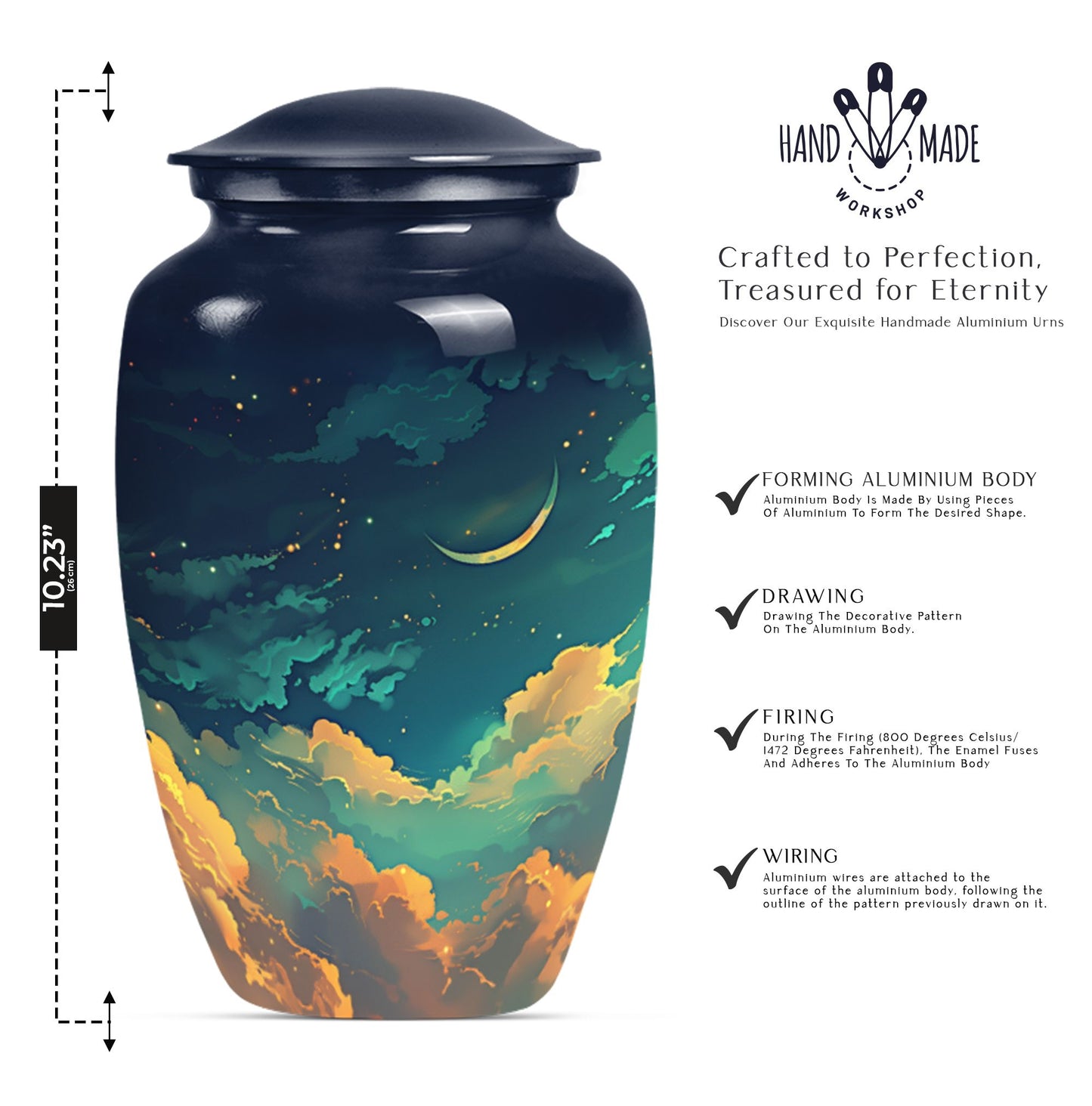 10-inch classic Clouds Urn with butterfly theme