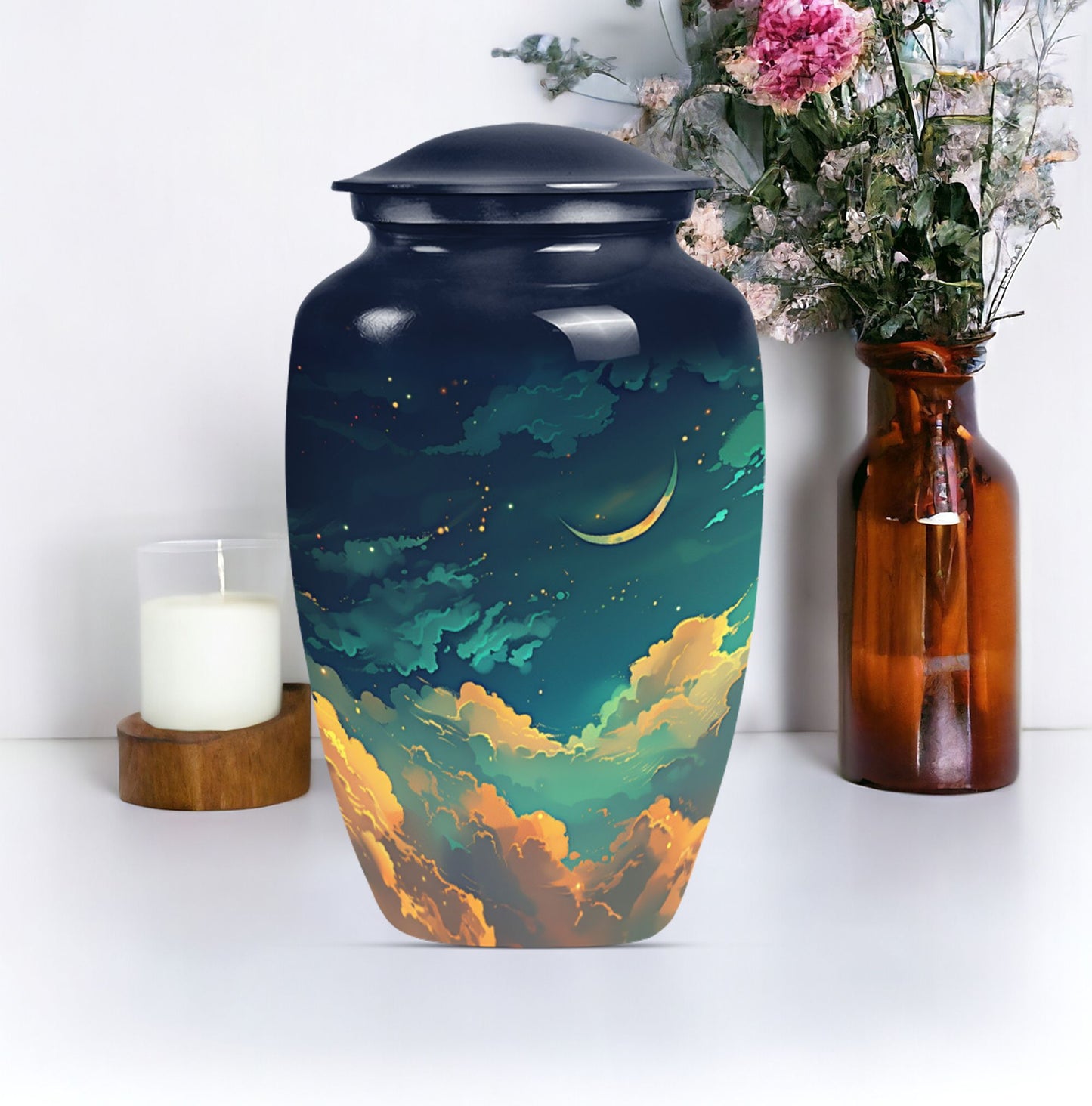 10-inch classic Clouds Urn with butterfly theme