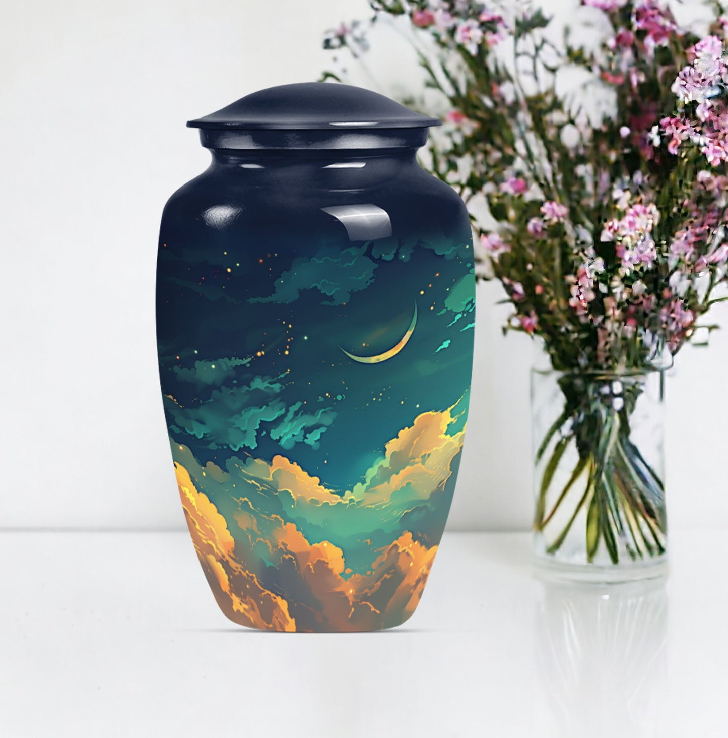 10-inch classic Clouds Urn with butterfly theme