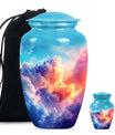 Clouds Theme Large Urn With 1 Keepsake Urn