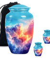 Clouds Theme Large Urn With 2 Keepsake Urn
