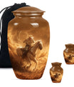 Cowboy Theme Large Urn With 2 Keepsake Urn