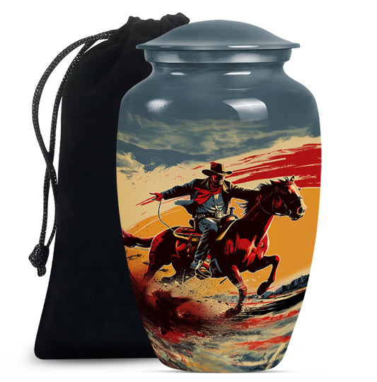 Cowboy Theme Large Urn 10 Inch